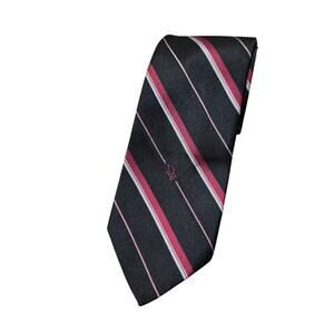 Christian Dior Black Red and White Striped Necktie